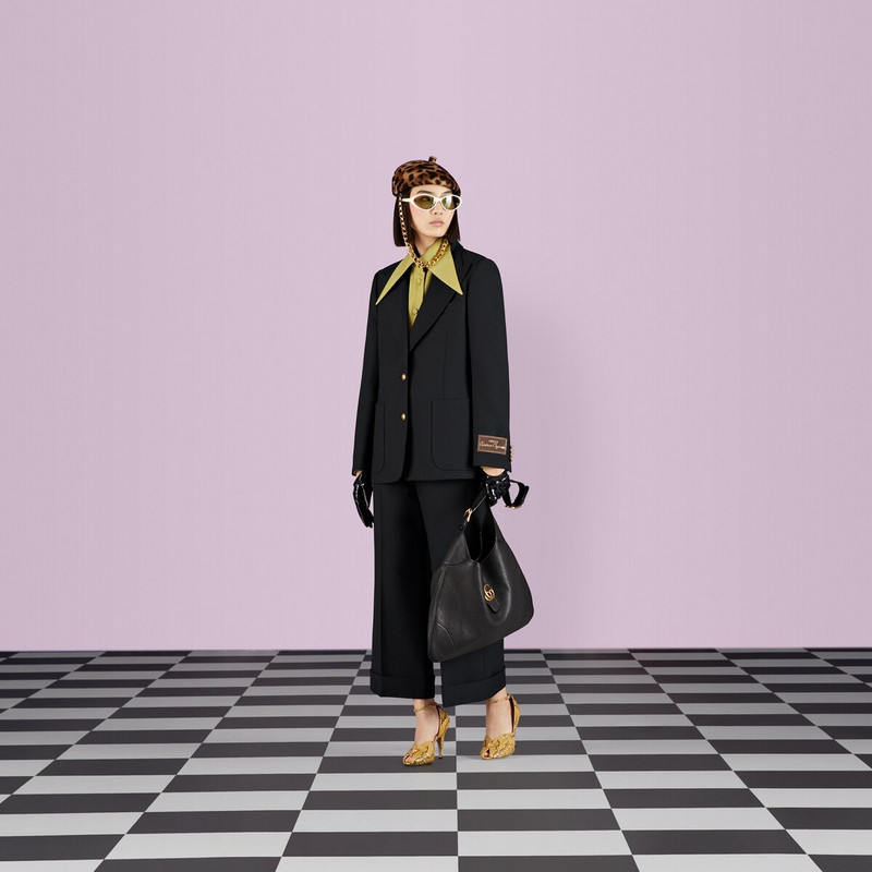 GUCCI Single-breasted fluid drill jacket outlook