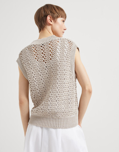 Brunello Cucinelli Techno cotton mesh knit top outlook
