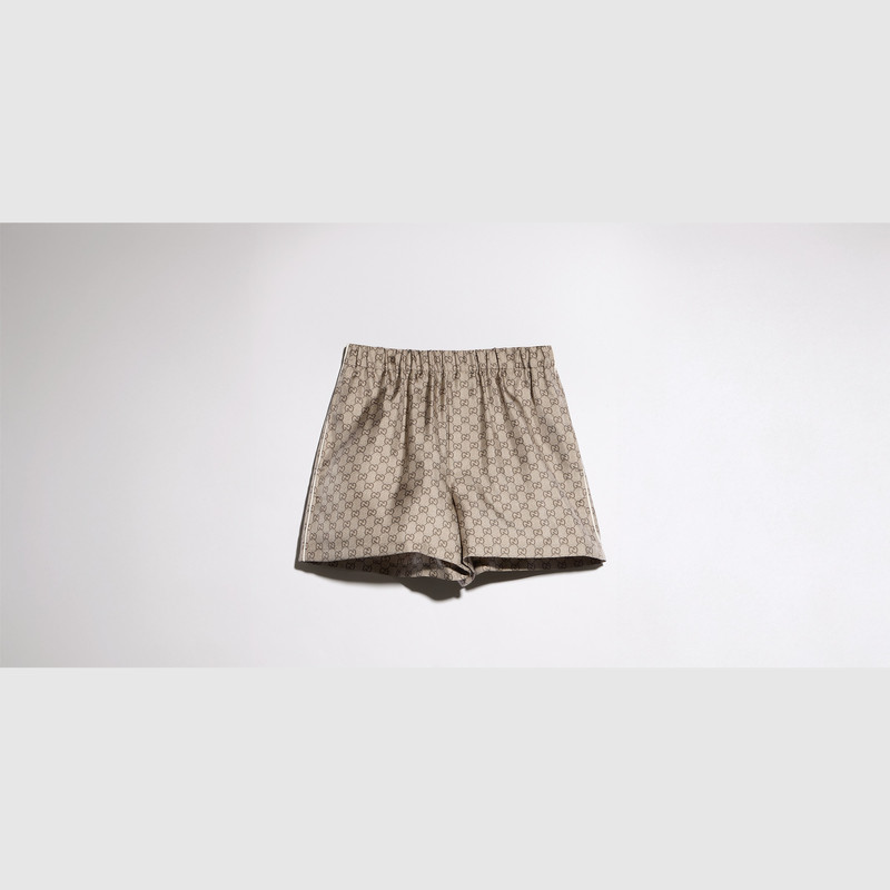 GUCCI Printed silk twill shorts outlook