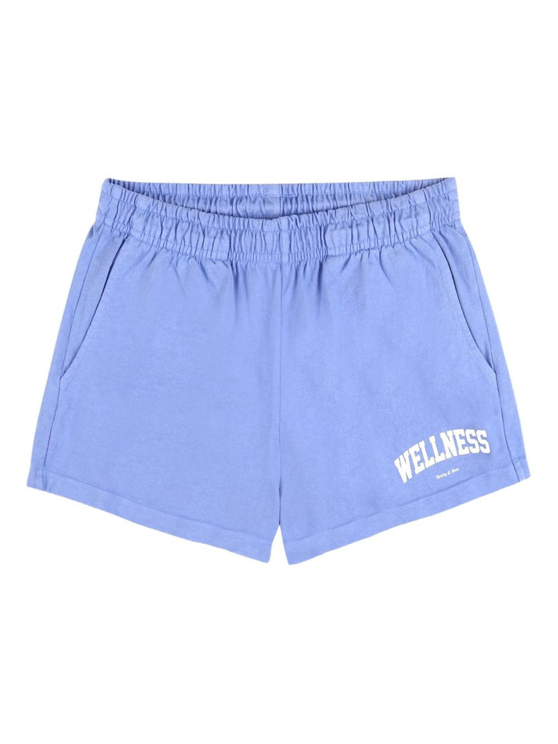 lettering-print logo shorts 1