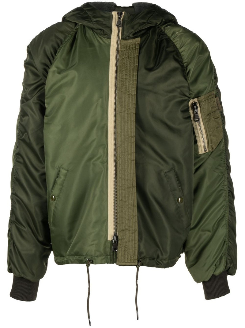 colour-block quilted bomber jacket - 1