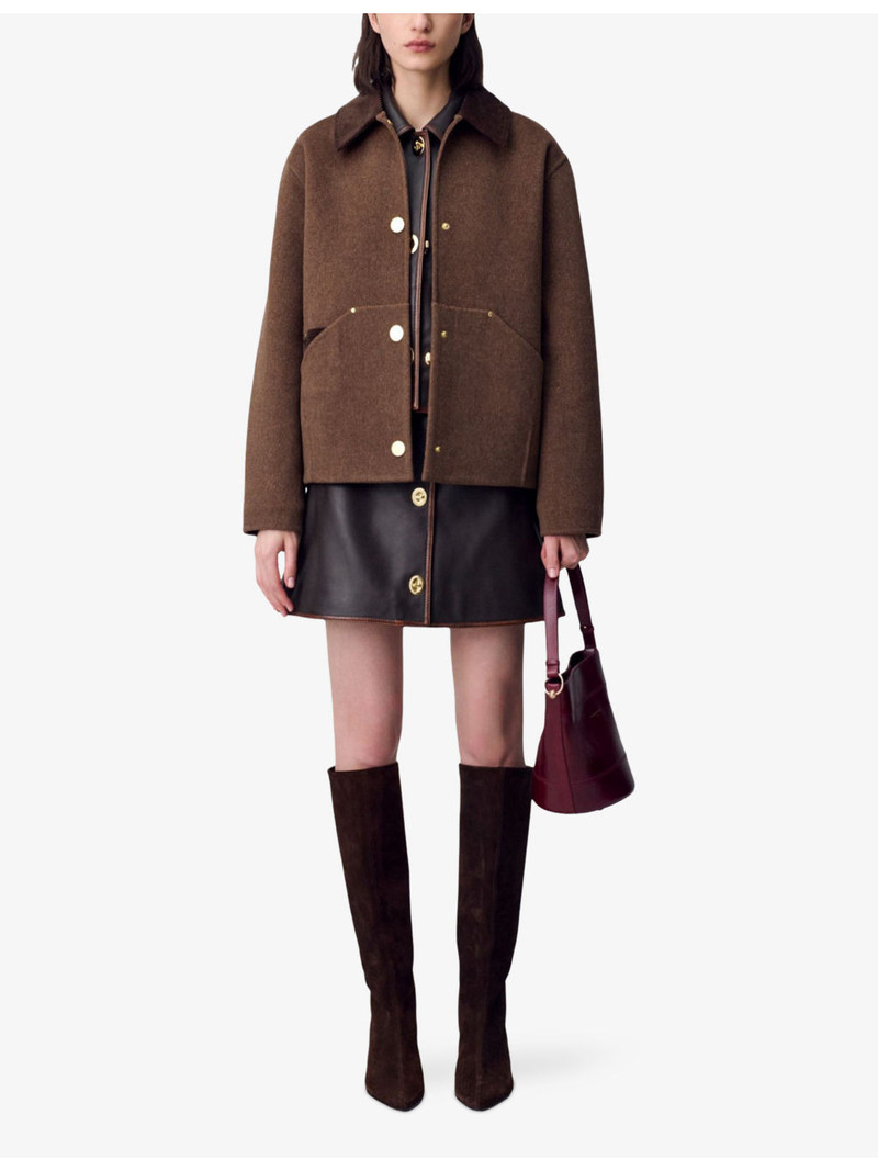 Claudie Pierlot Corduroy-Collar Wool-Blend Coat outlook