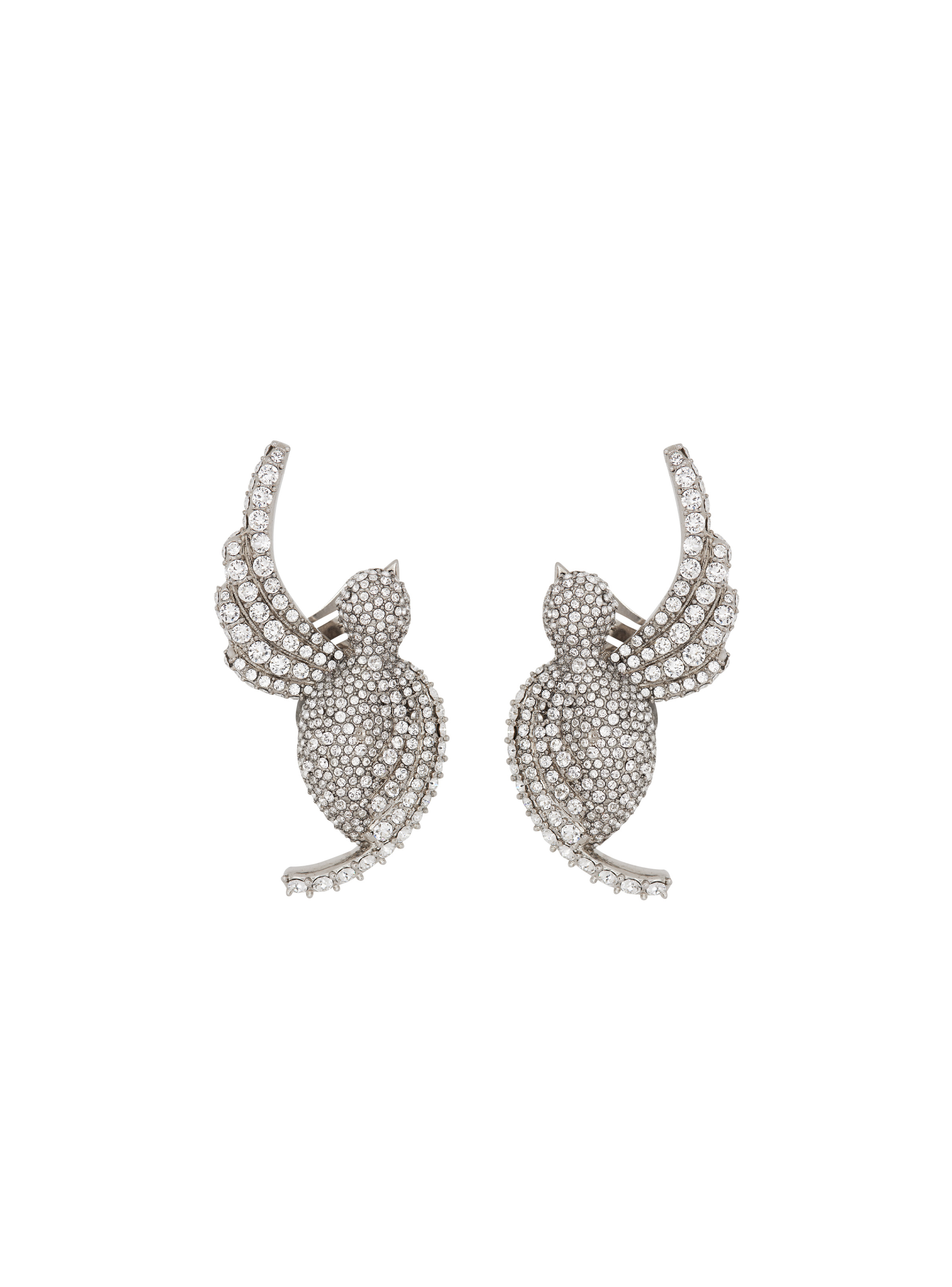 Rhinestone and palladium Swallow earrings - 1