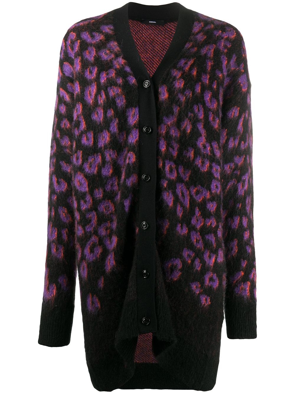 leopard print knit cardigan - 1