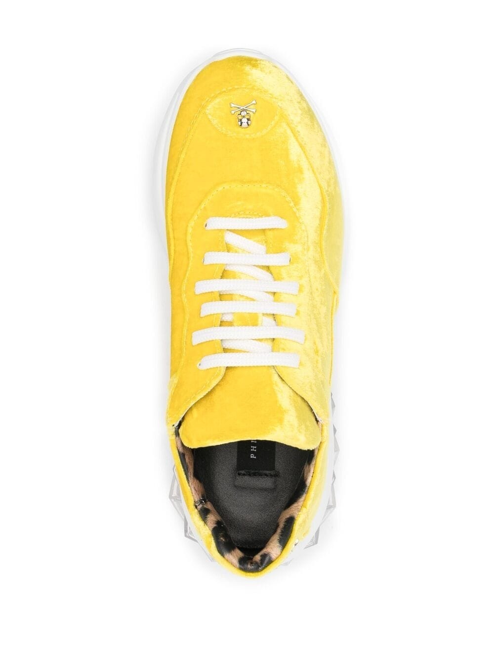 velvet low-top sneakers - 4