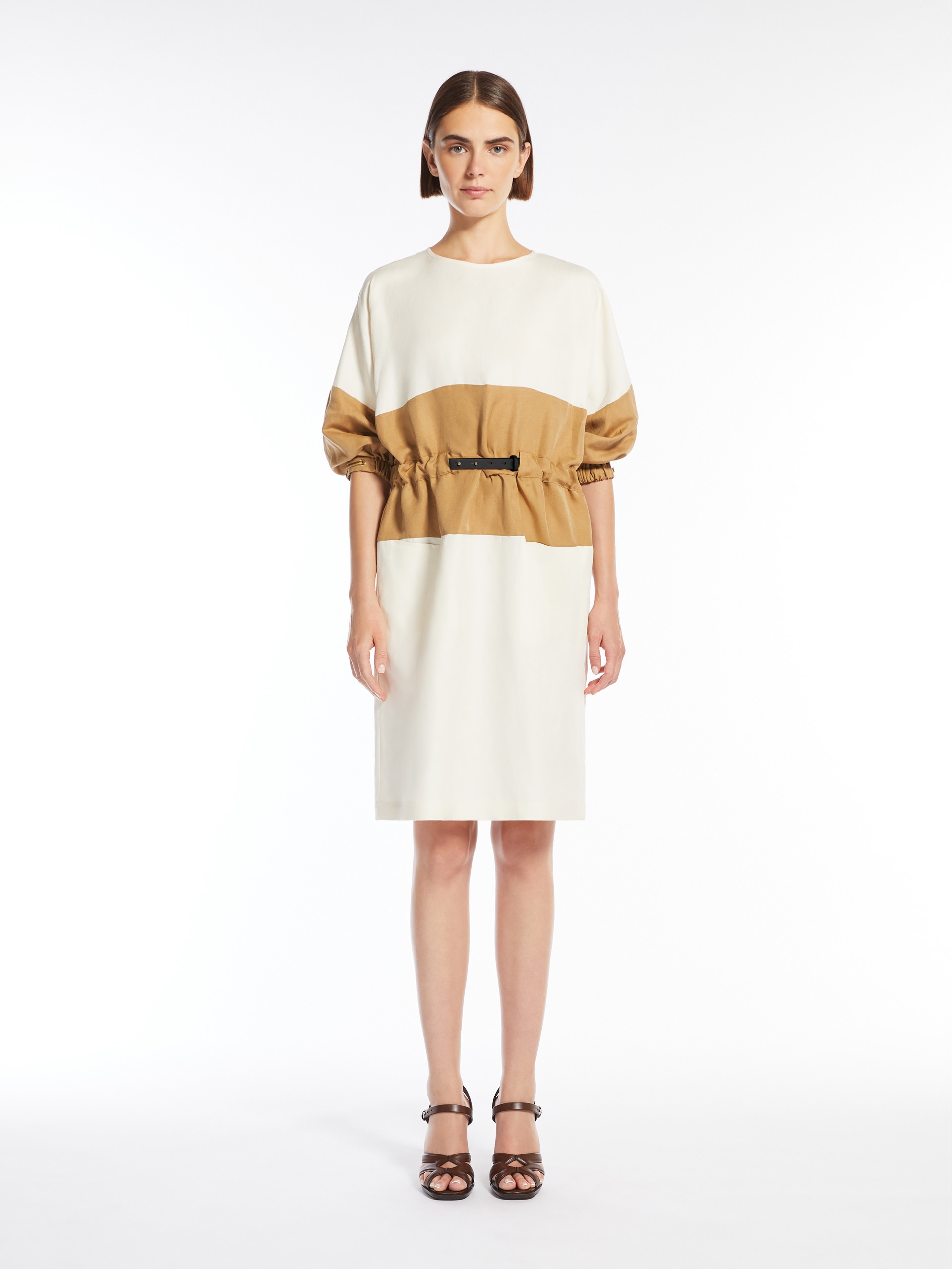 VASTO Silk and linen T-shirt dress - 3