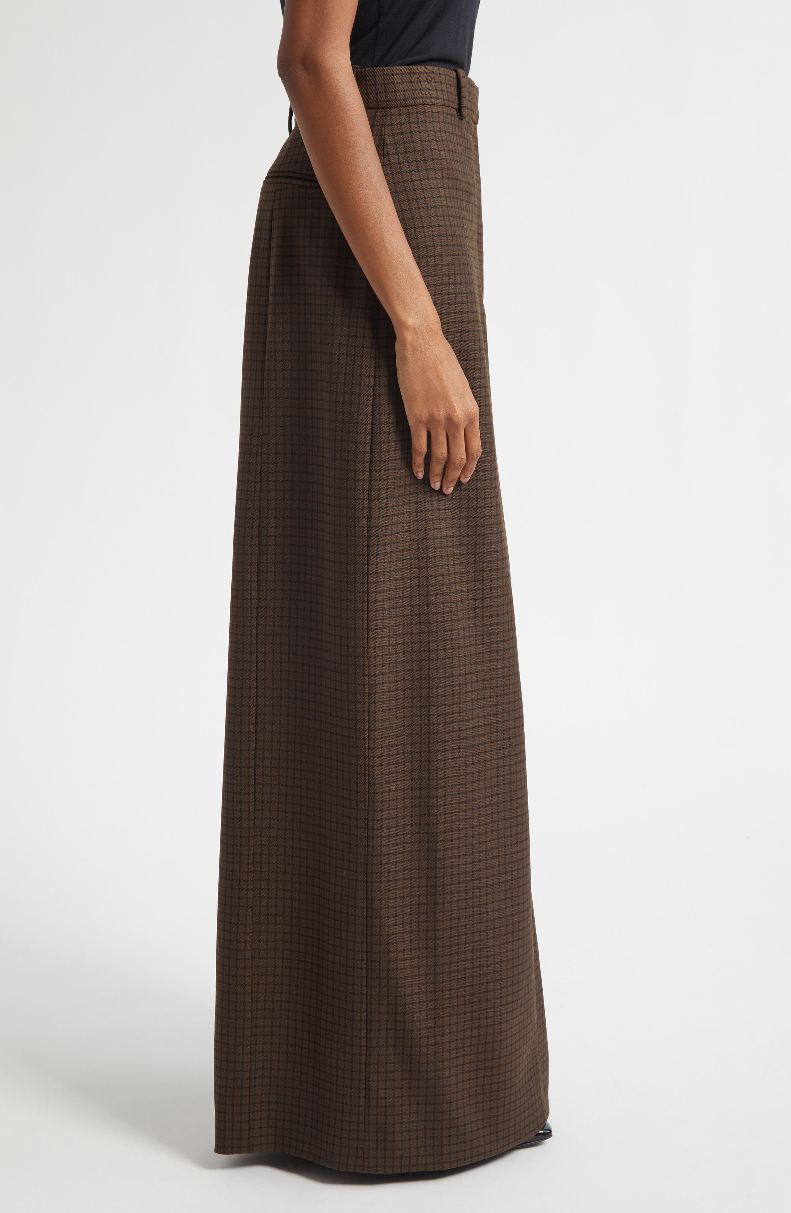 Acne Studios Inashy Check Stretch Wool Pencil Skirt in Multi Brown at Nordstrom - 3