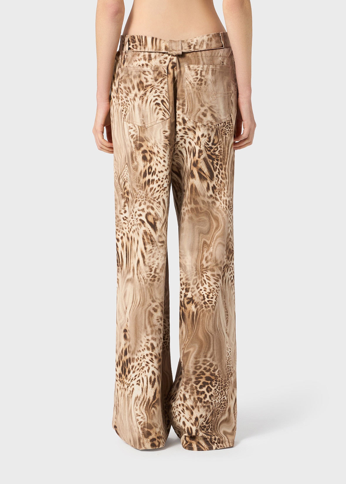 COTTON BULL JEANS WITH LIQUID LEOPARD PRINT - 4