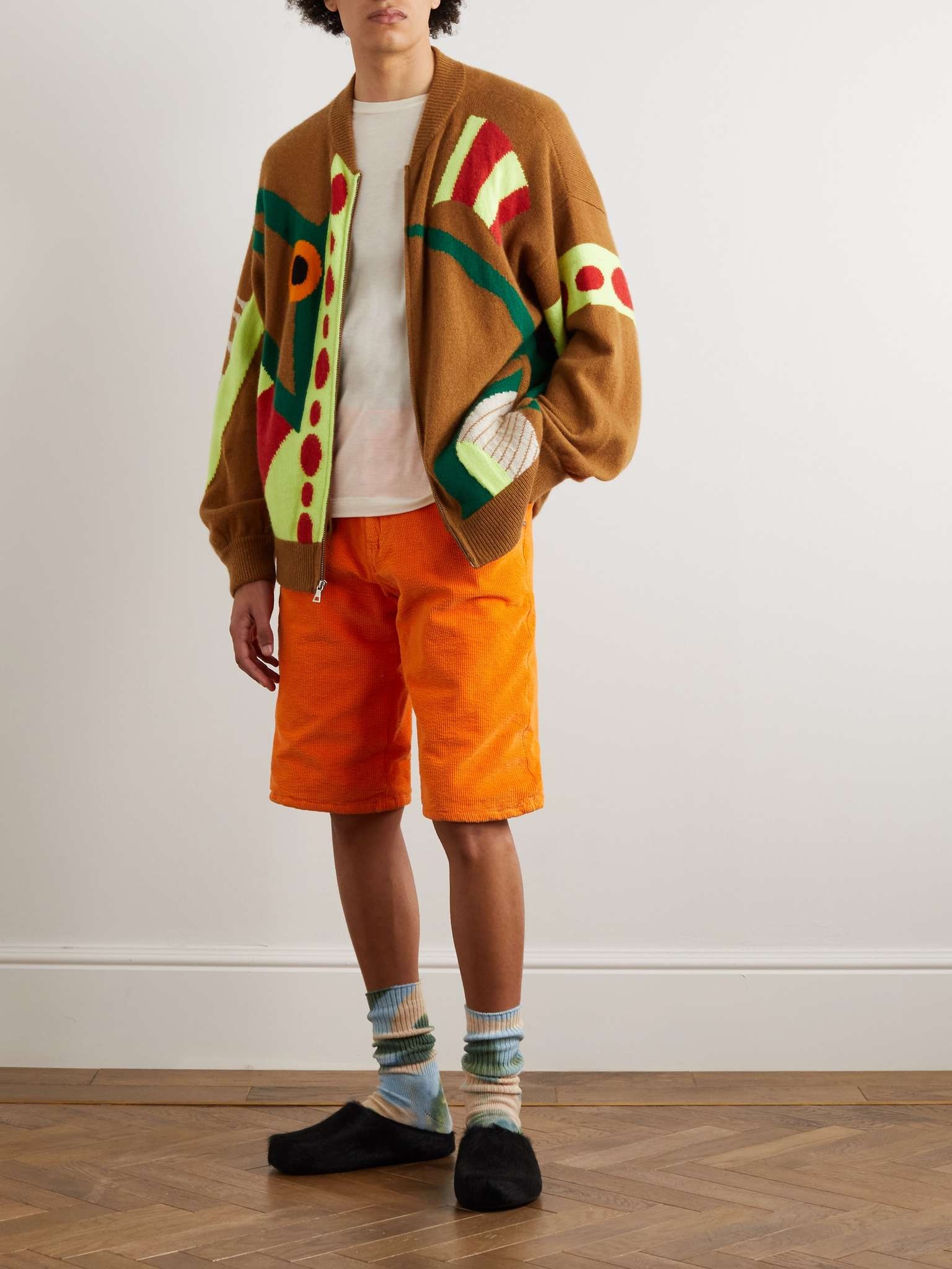 Straight-Leg Logo-Emboidered Cotton-Corduroy Shorts - 2