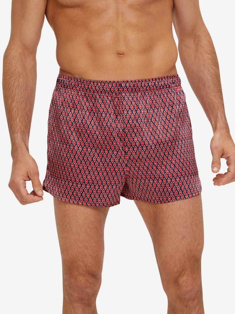 Men's Modern Fit Boxers Brindisi 76 Silk Satin Navy - 2
