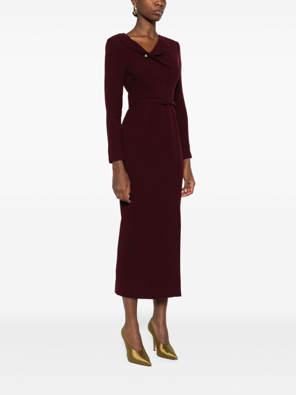 belted cowl-neck dress - 3