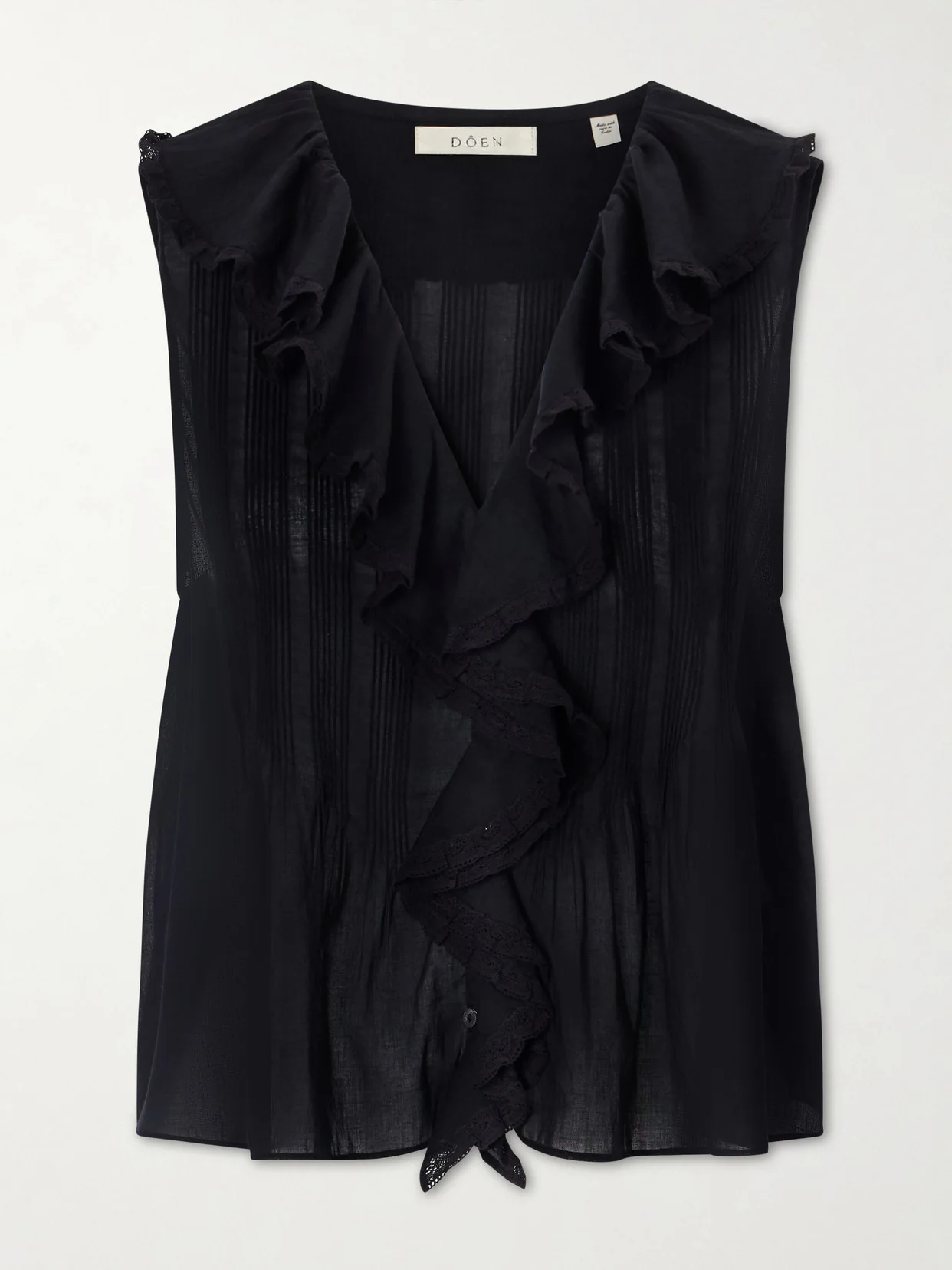 Hilda Ruffled Embroidered Organic Cotton Top - 1