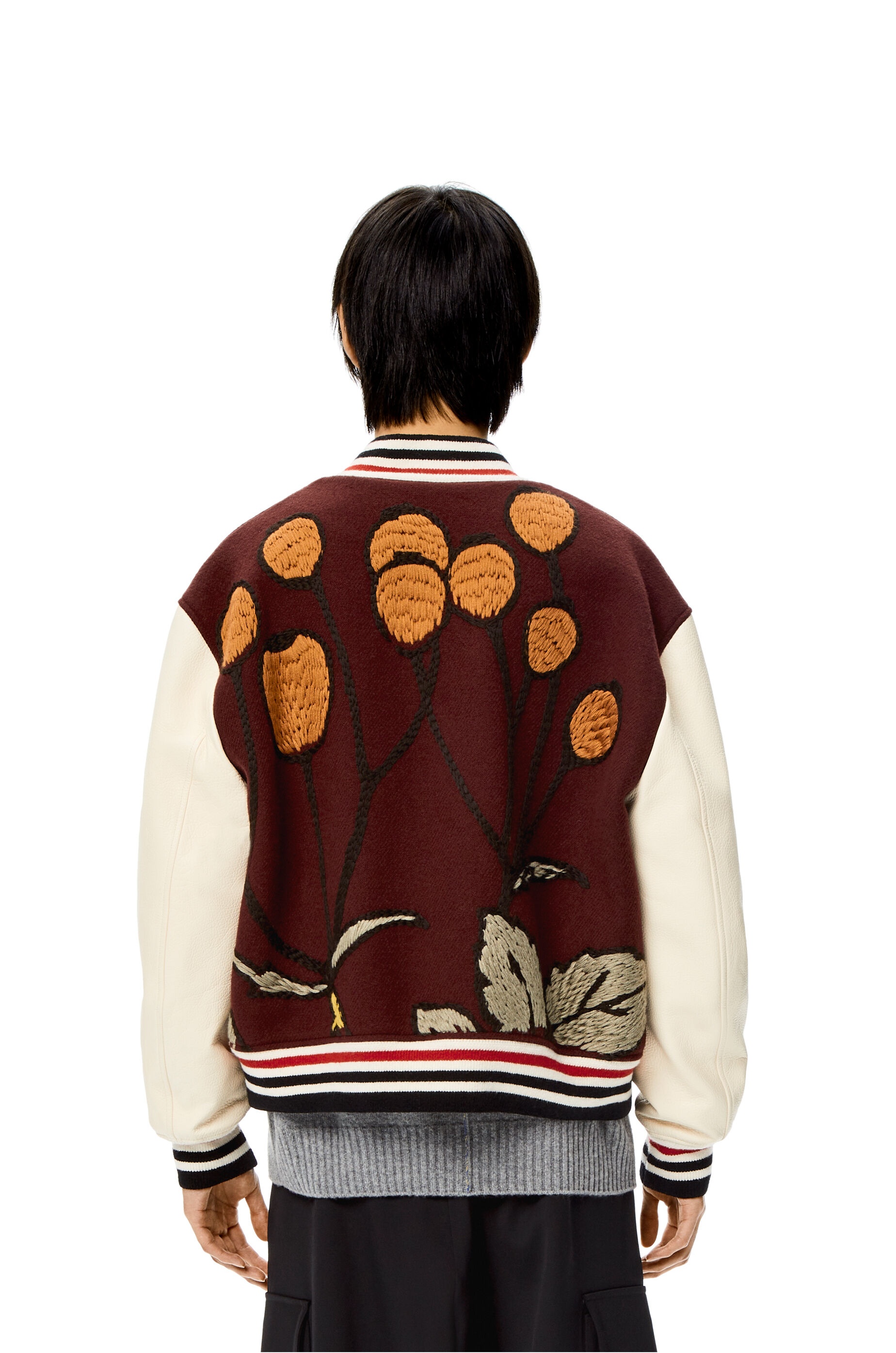 Herbarium embroidered bomber in wool and calfskin - 4