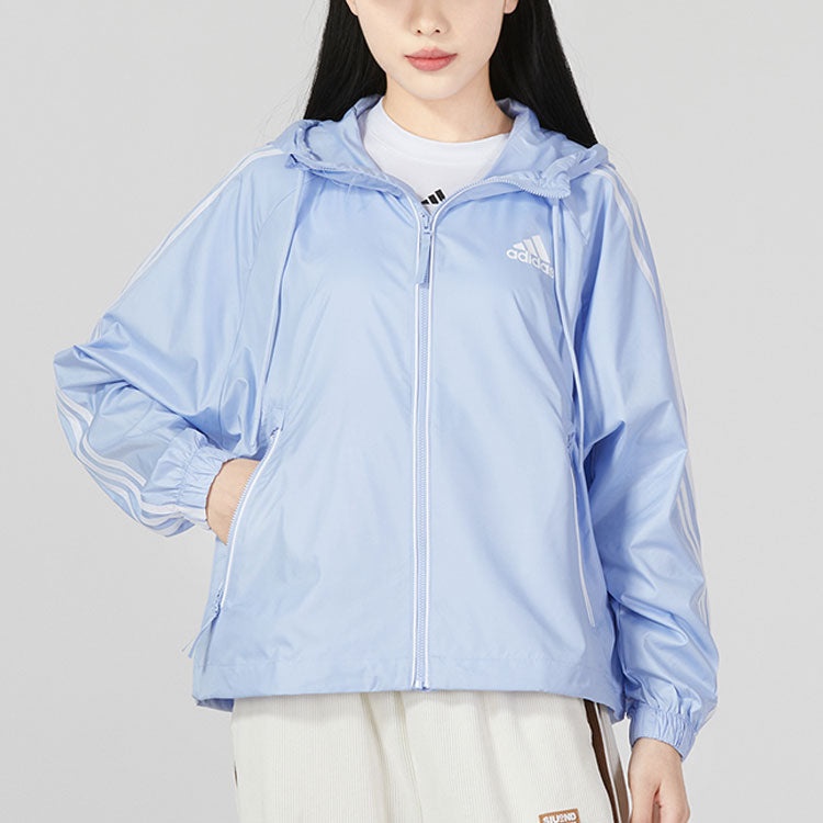 (WMNS) adidas BSC 3-Stripes Wind Jackets 'Blue White' HM2271 - 2