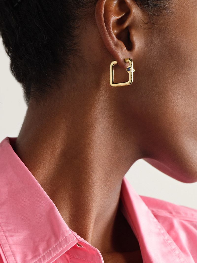 Yvonne Léon Gousset 9-karat Gold, Sapphire And Diamond Hoop Earrings outlook