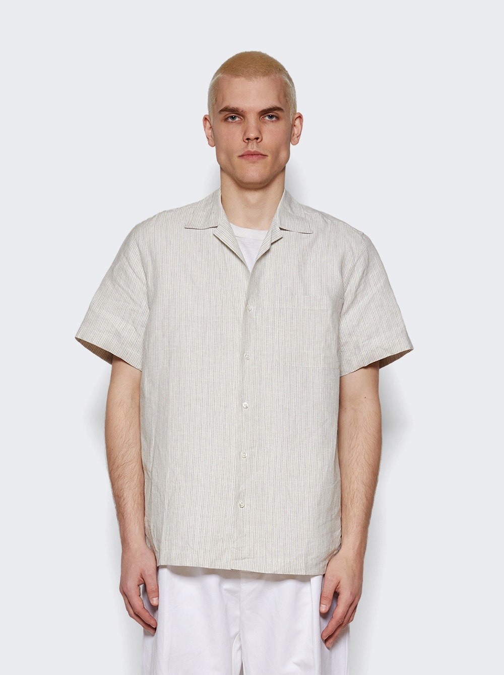 Tindaro Linen Striped Shirt Off White - 3