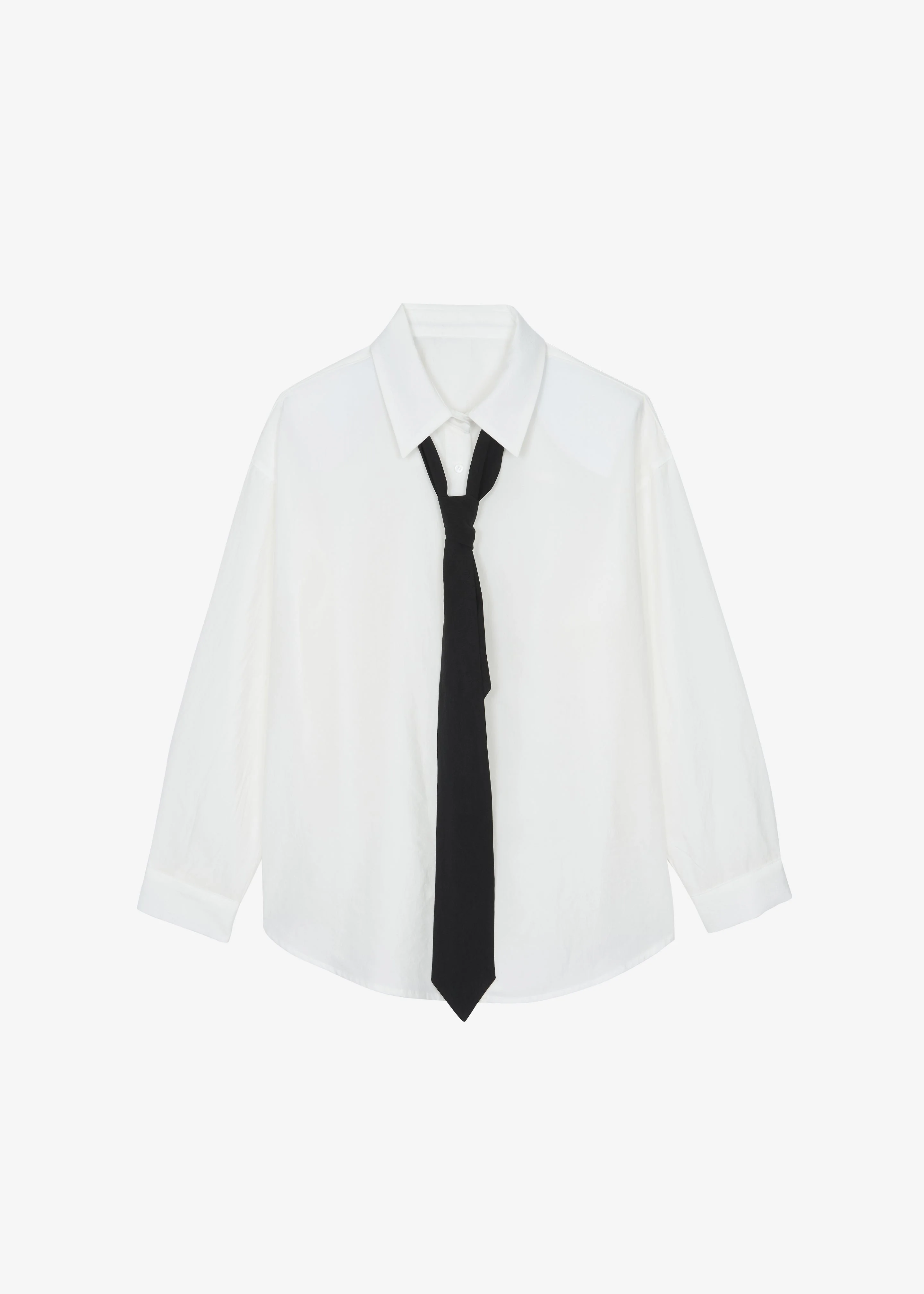 Patti Neck Tie Shirt - White - 1
