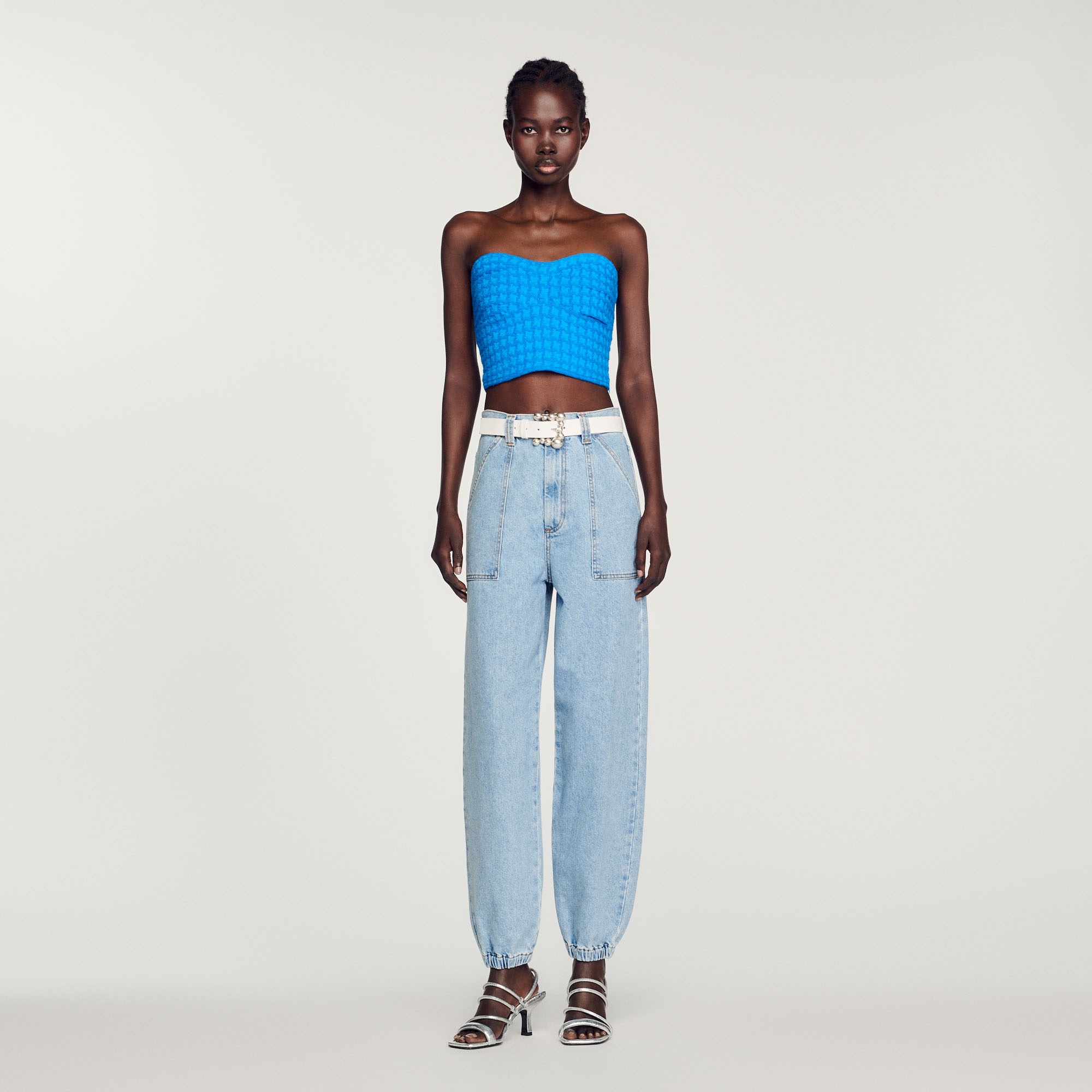 Cropped tweed bustier - 3