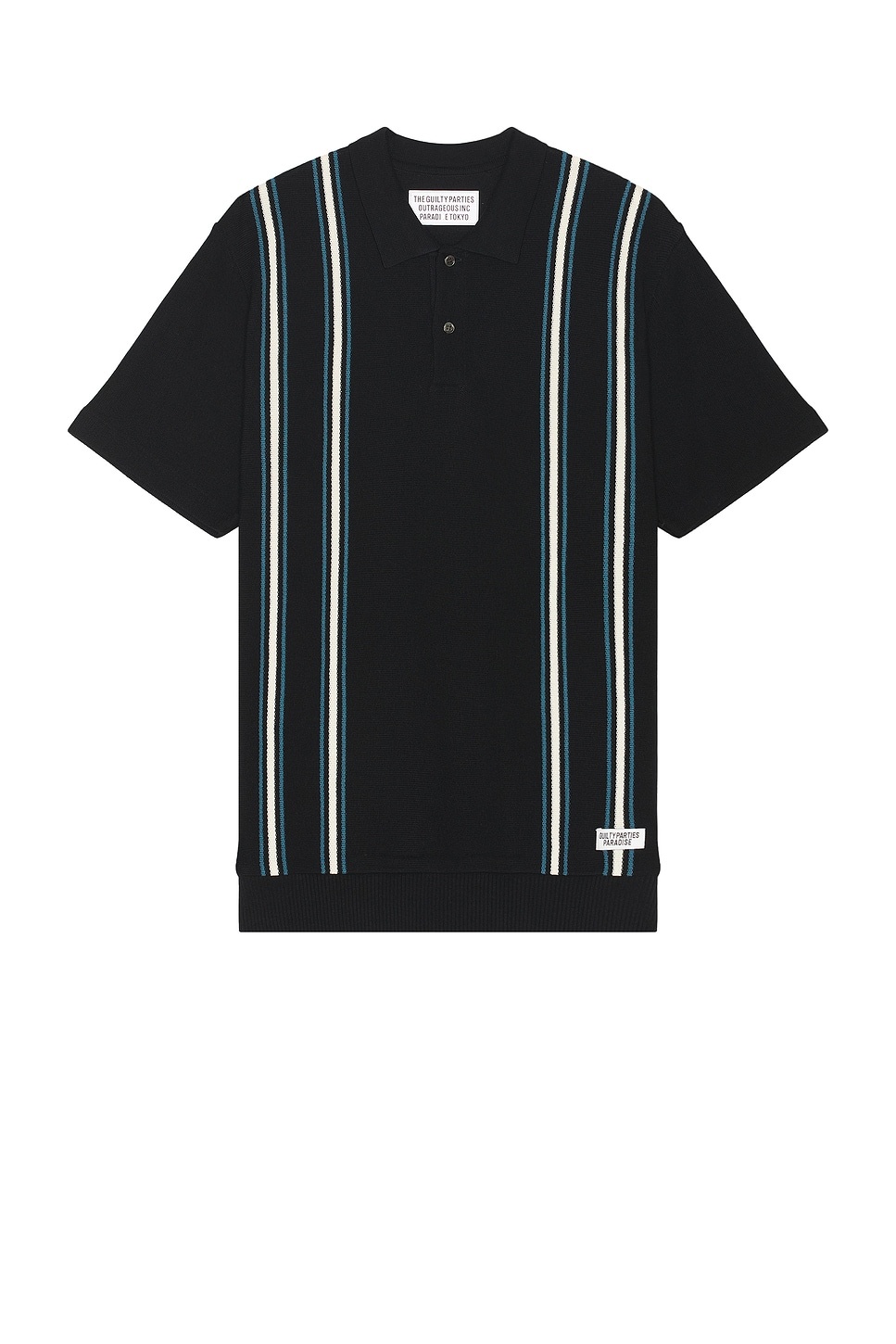 希少 S WACKO MARIA STRIPED POLO SHIRT WACKO MARIA Striped Knit Polo Shirt | REVERSIBLE