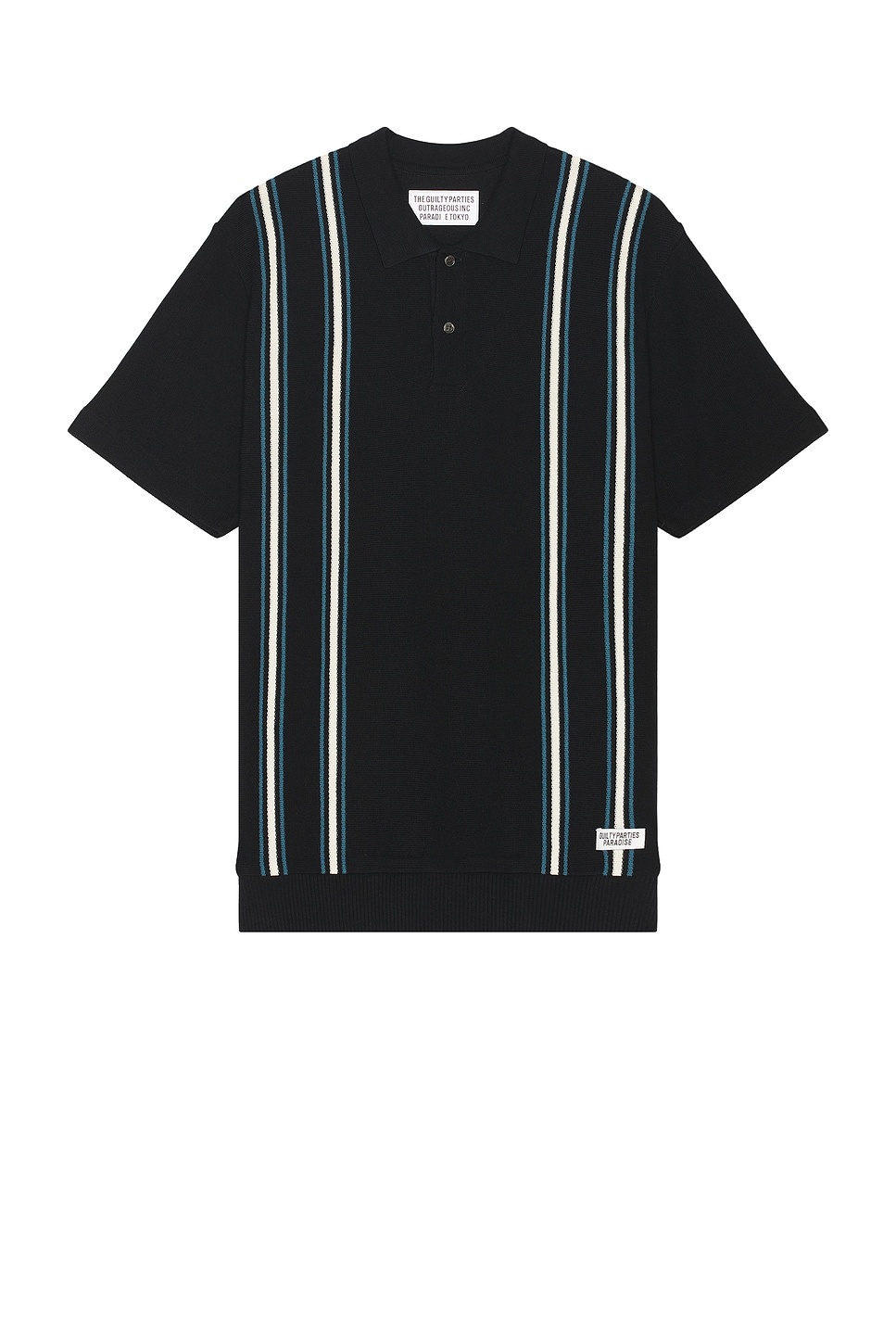 Striped Knit Polo Shirt - 1