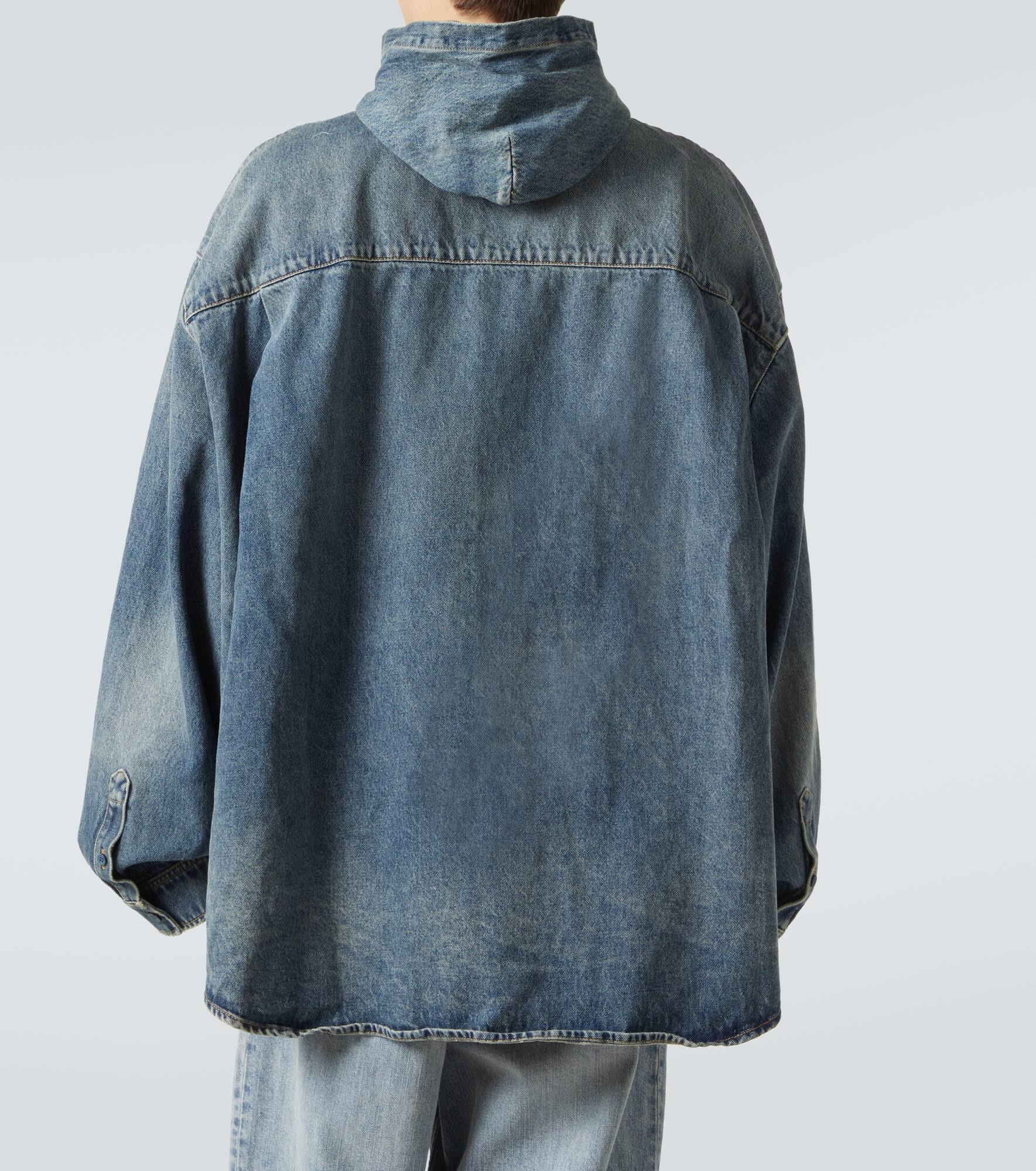Hooded denim overshirt - 4