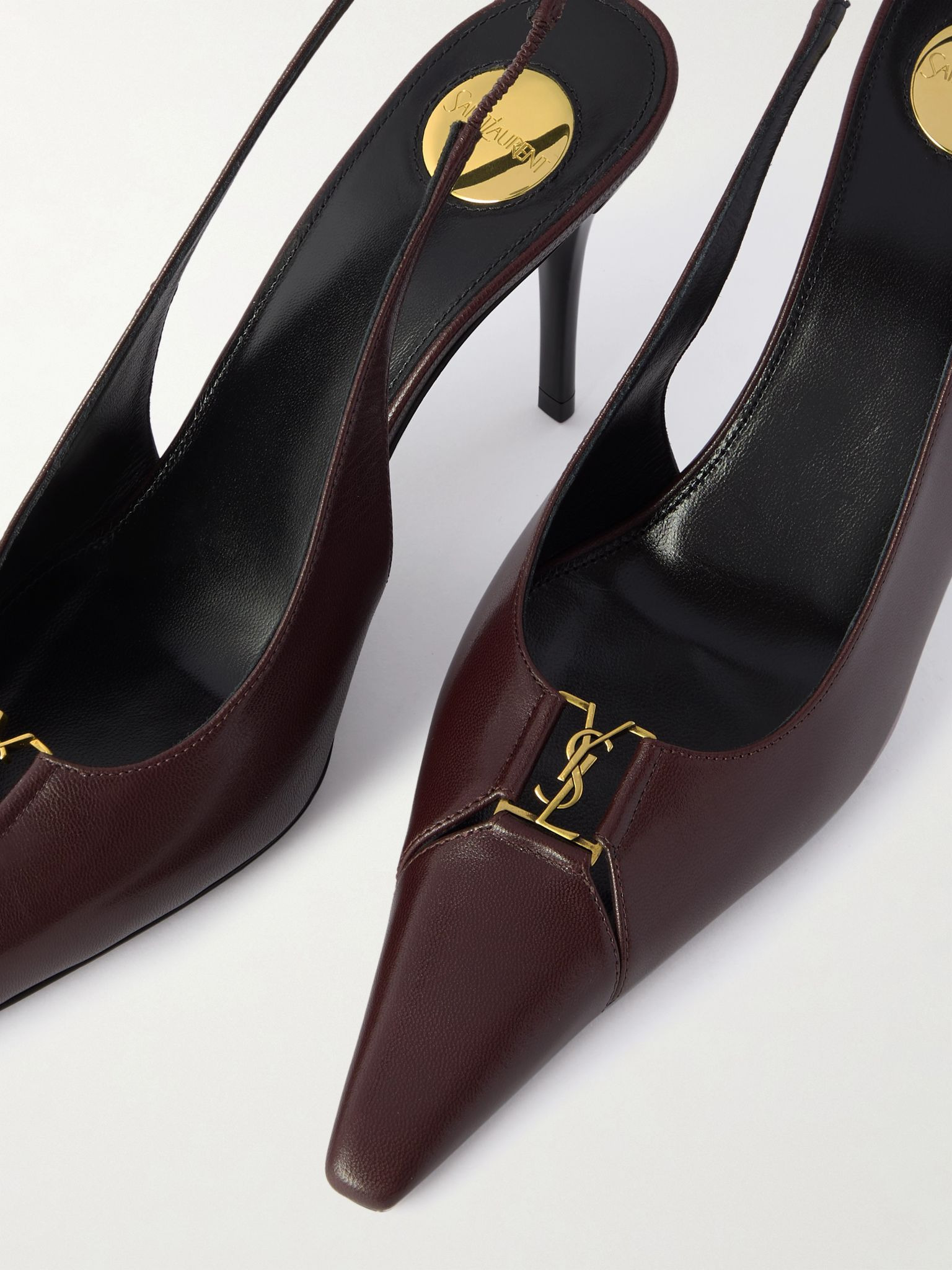 Babylone leather slingback pumps Burgundy - 4