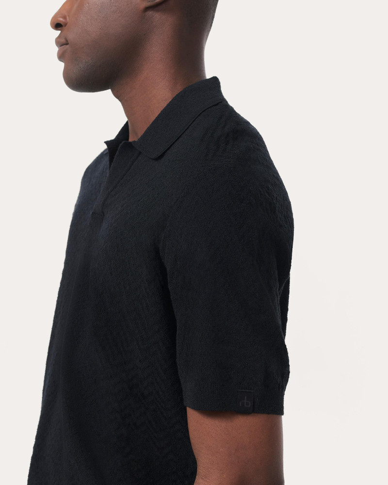 Zuma Herringbone Knit Polo Shirt Terry Toweling 5