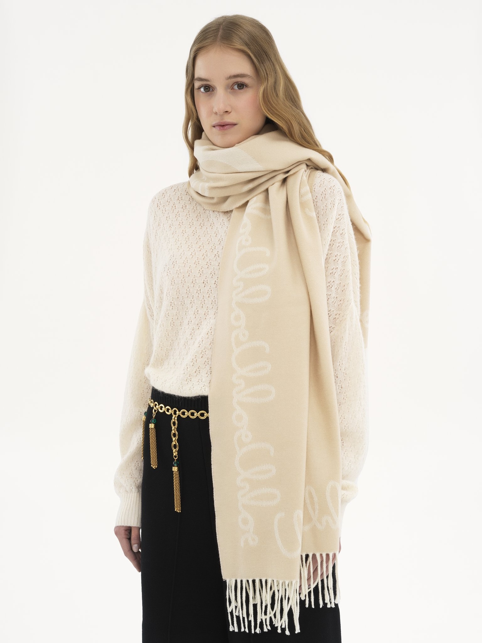 THE CHLOÉ ICONIC SCARF IN JACQUARD WOOL - 2
