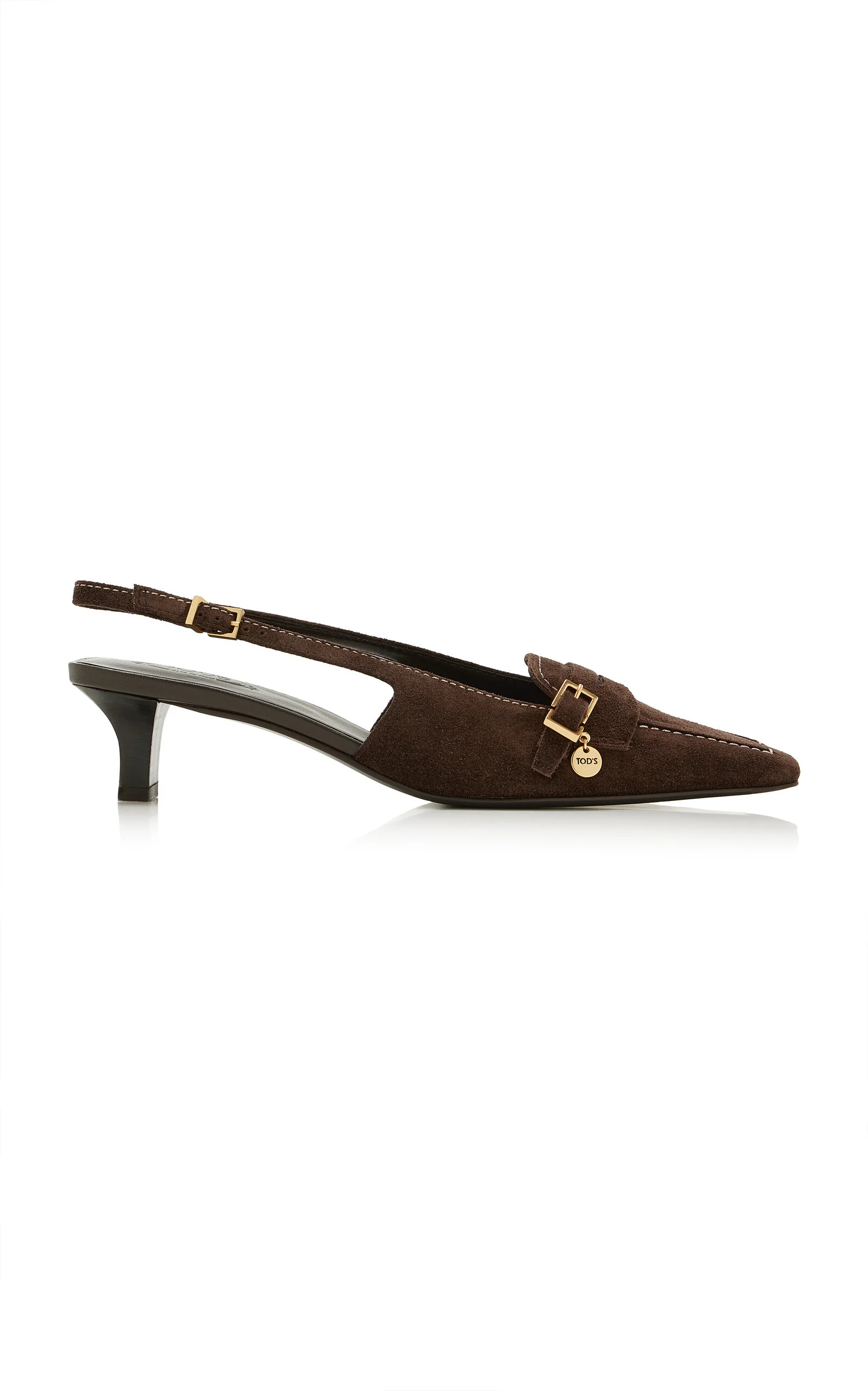 Medallion Buckle Suede Pumps - 1