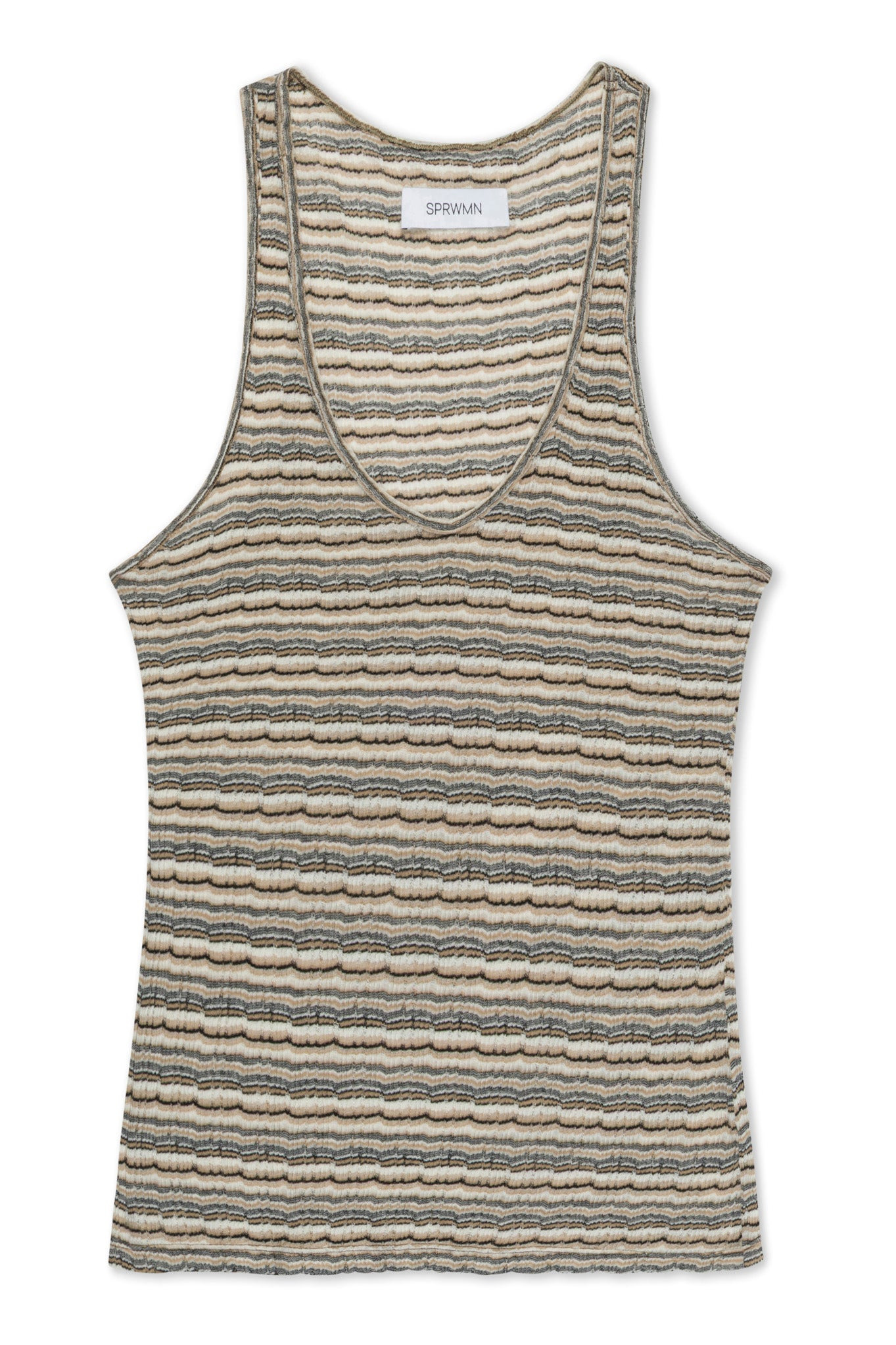 TRUFFLE STRIPED POINTELLE TANK - 5
