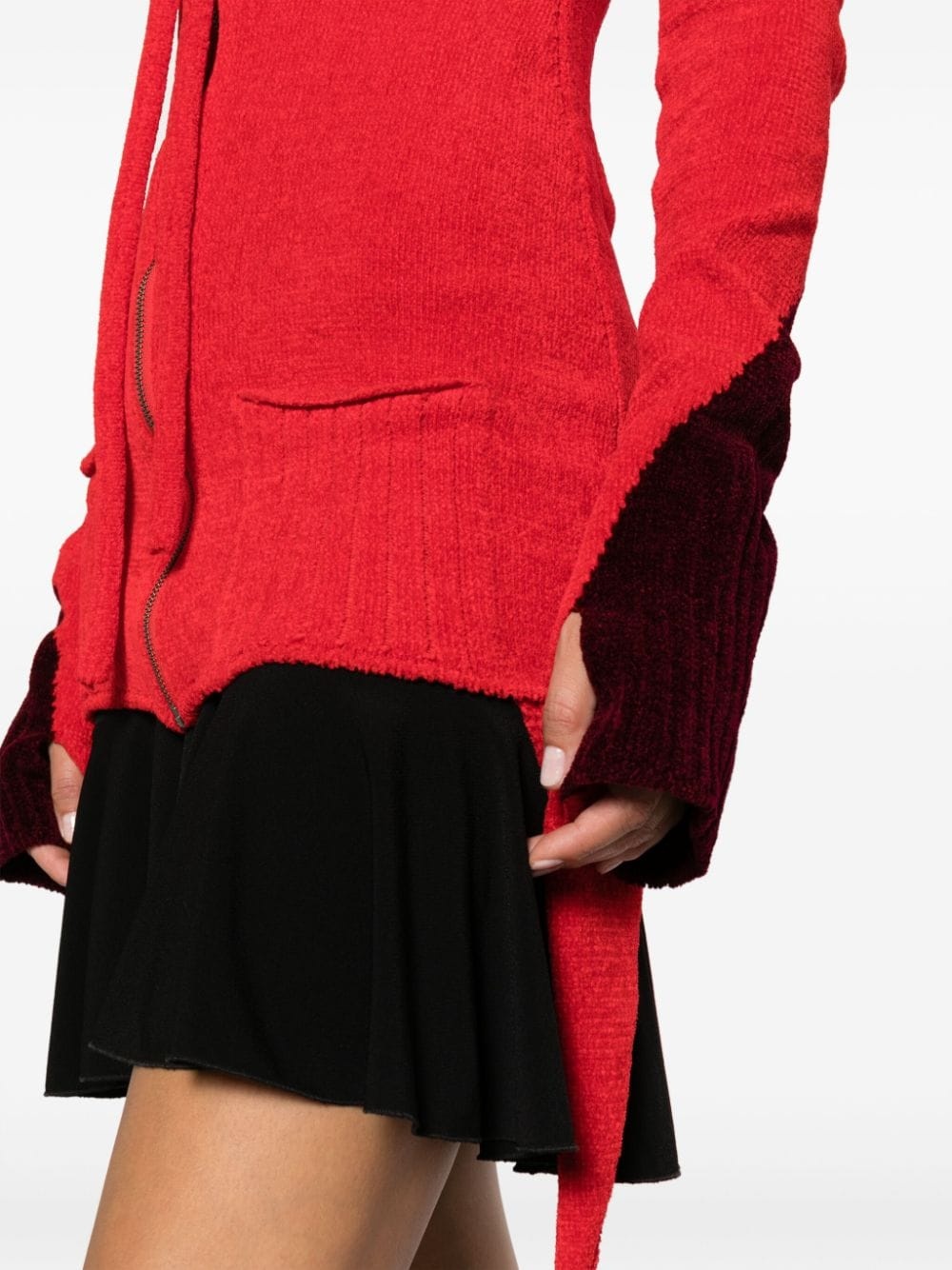 two-tone zip-up cardigan - 5