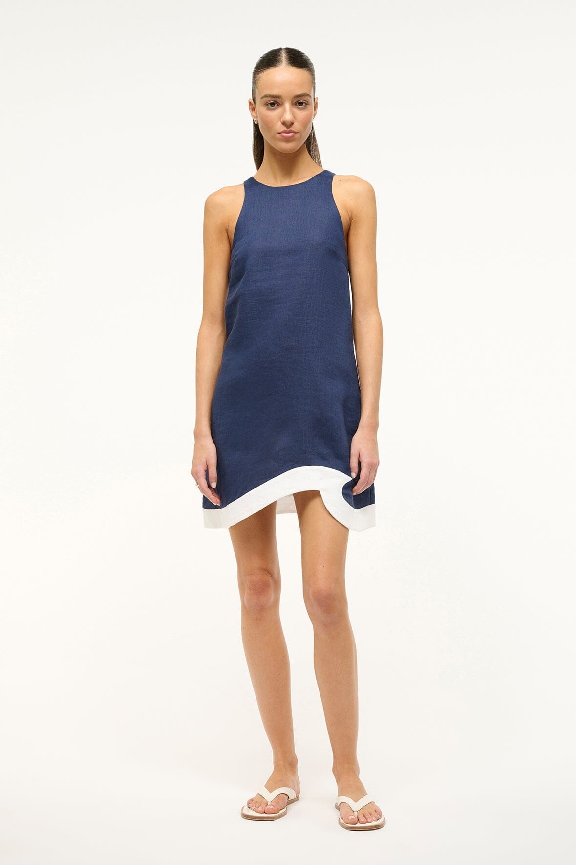 STAUD ALLORI DRESS NAVY WHITE - 2