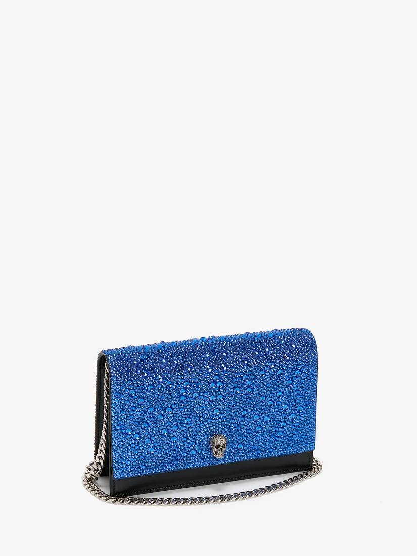 Small Crystal-embellished Skull Bag in Electric Blue - 2