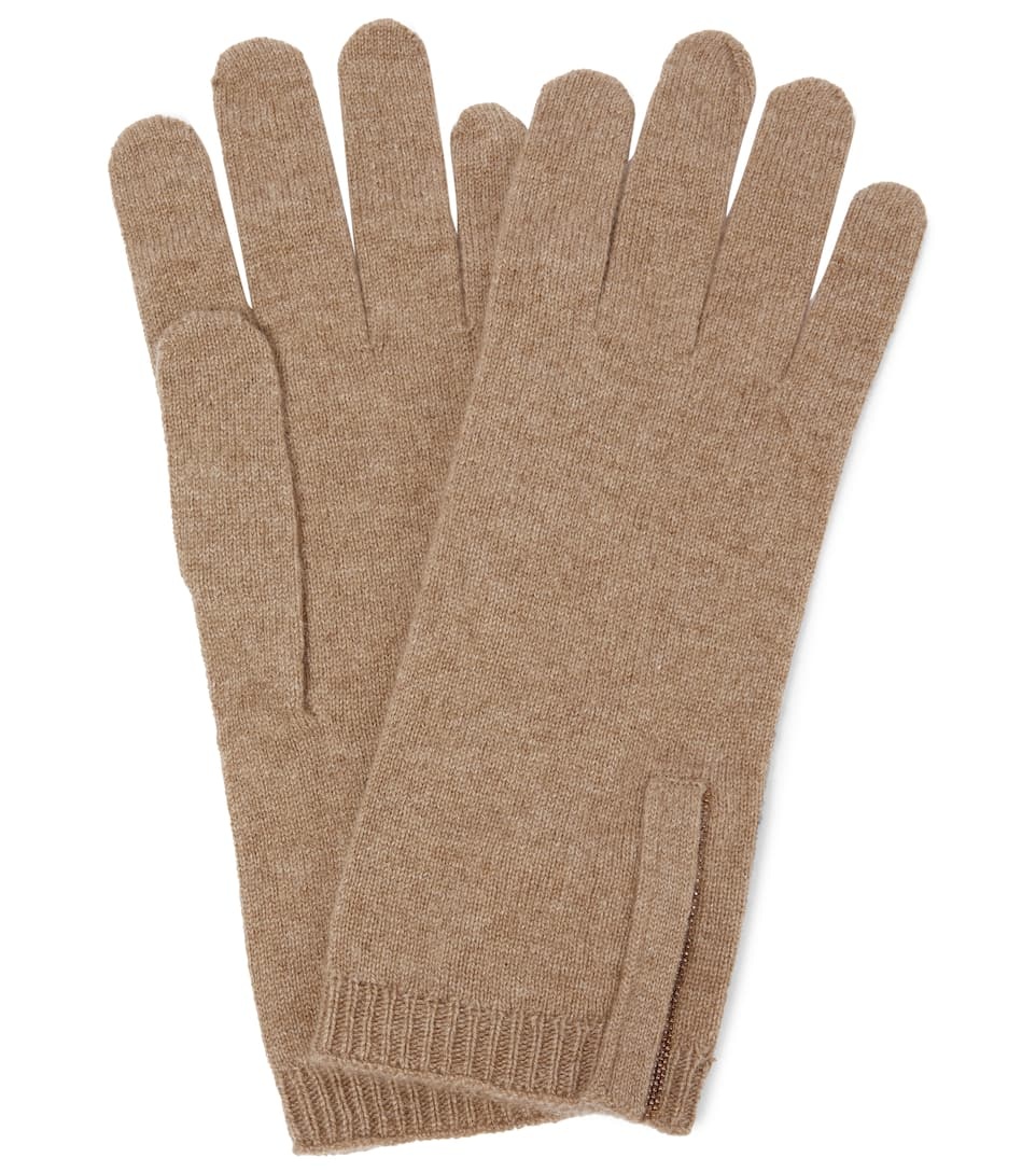 Embellished cashmere gloves - 1