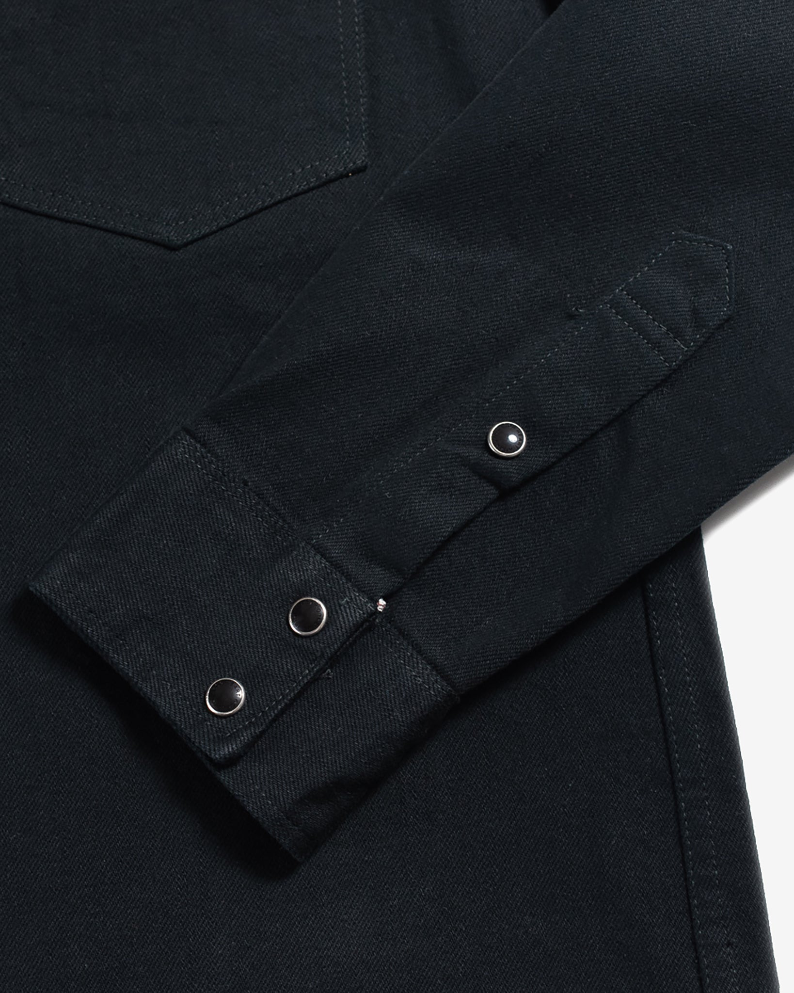 IHSH-218-BLK 12oz Selvedge Denim Western Shirt "The Johnny Cash III" - Superblack - 21