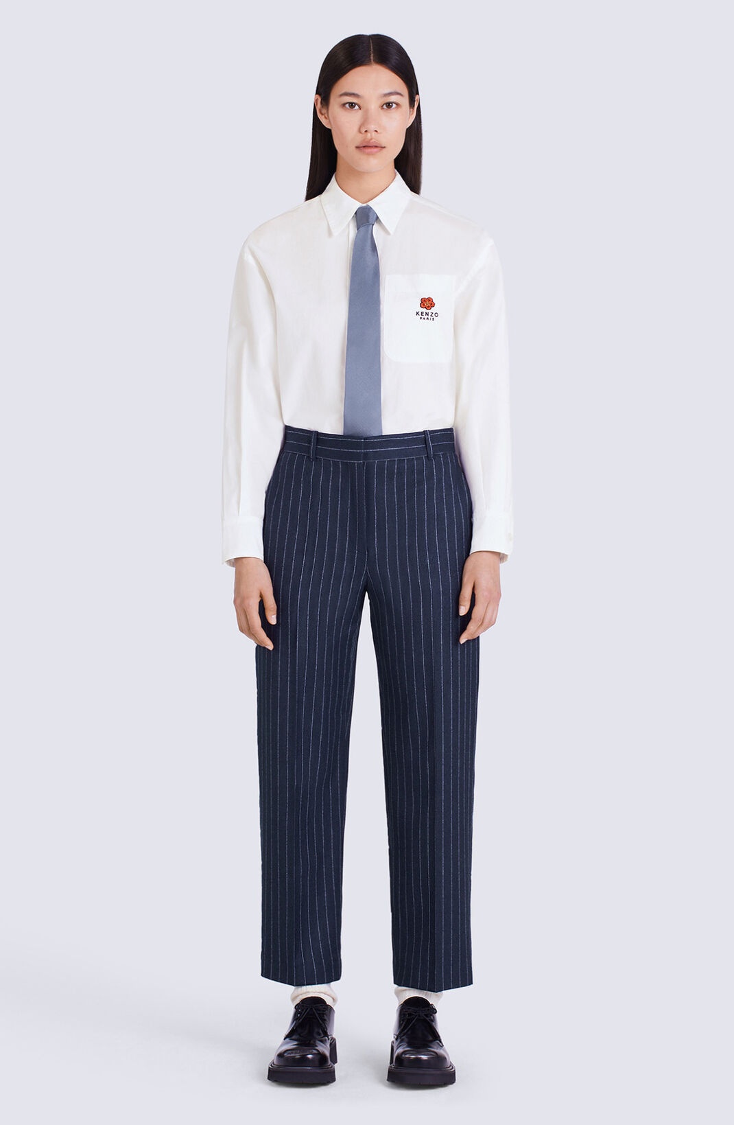 Cropped tailored striped trousers - 2