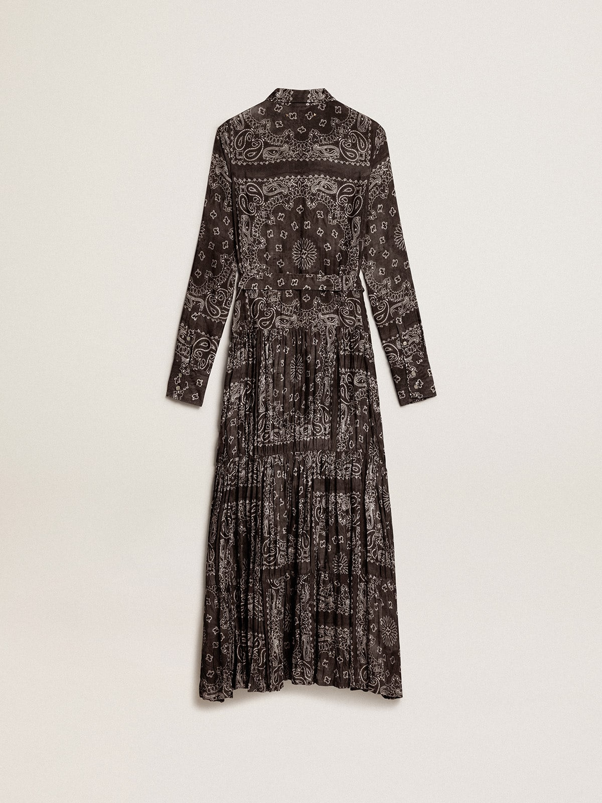 Anthracite-gray shirt dress with paisley print - 6