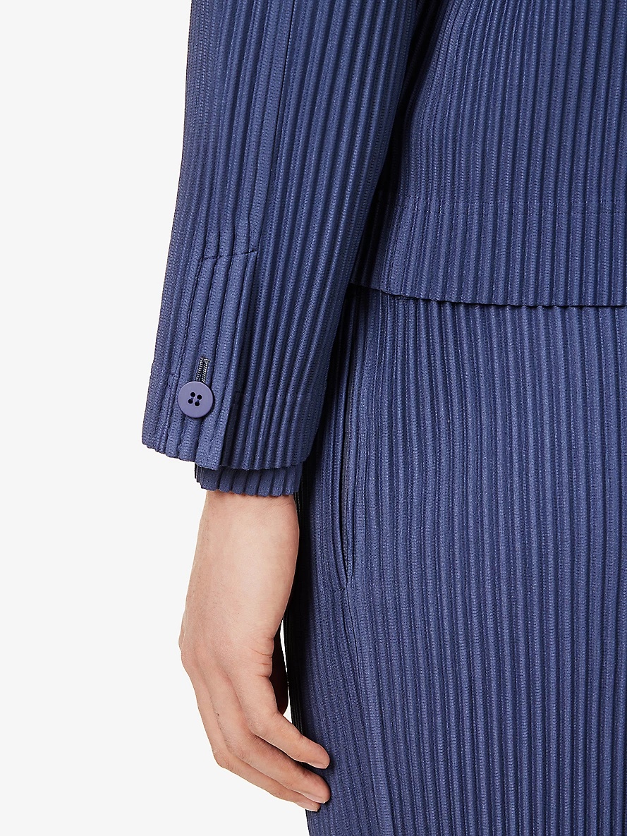 Pleated notched-lapel regular-fit knitted blazer - 6