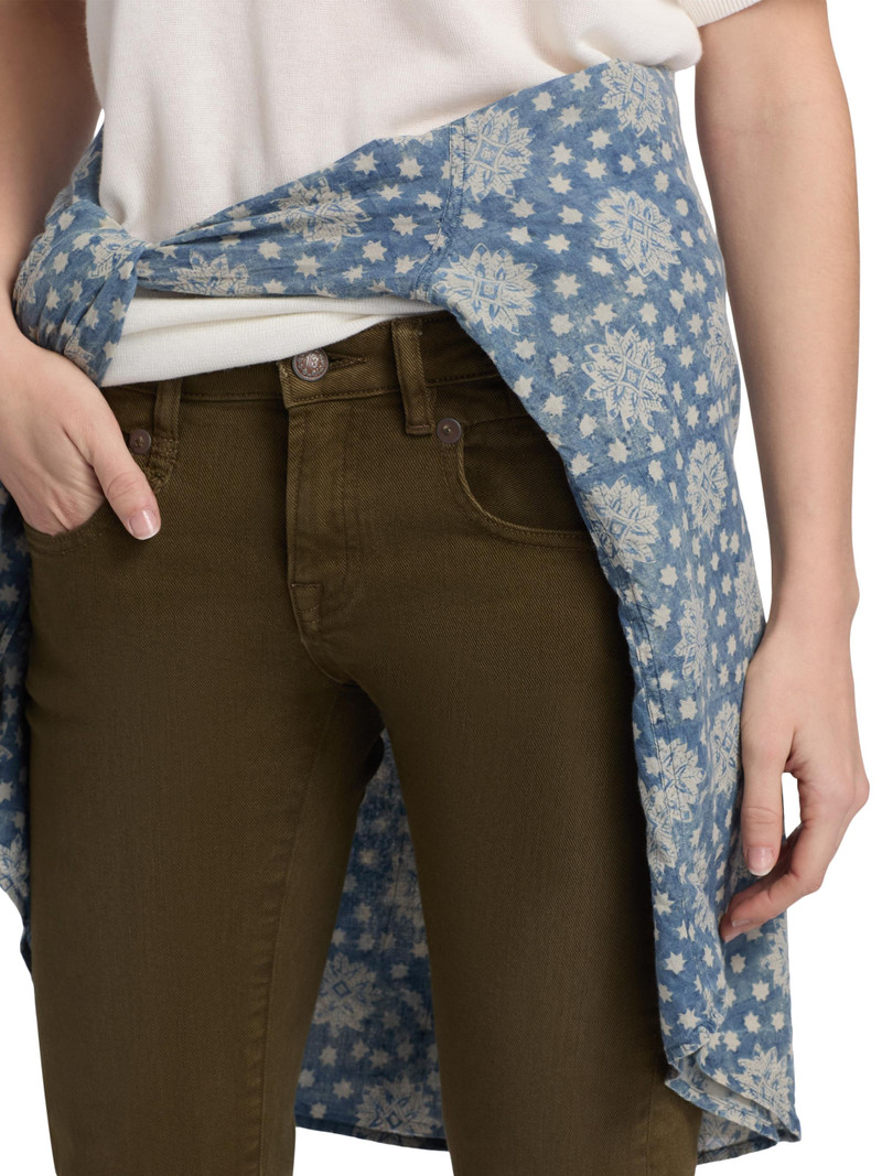 Women's Boy Straight-Leg Crop Jeans - Military Green Stretch 6