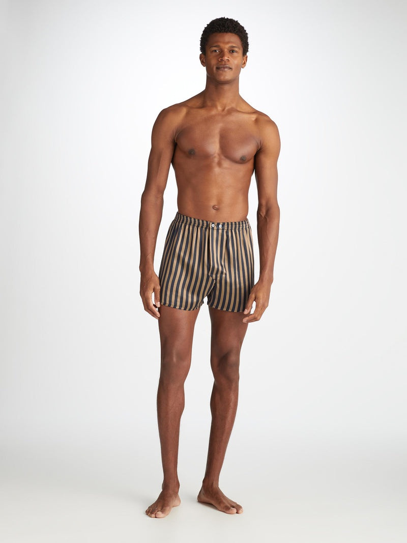 Men's Classic Fit Boxers Brindisi 107 Silk Satin Navy 3