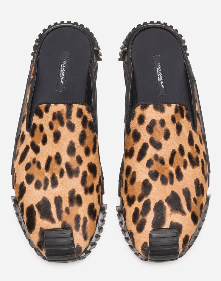 Leopard print NS1 slippers with pony hair effect - 4