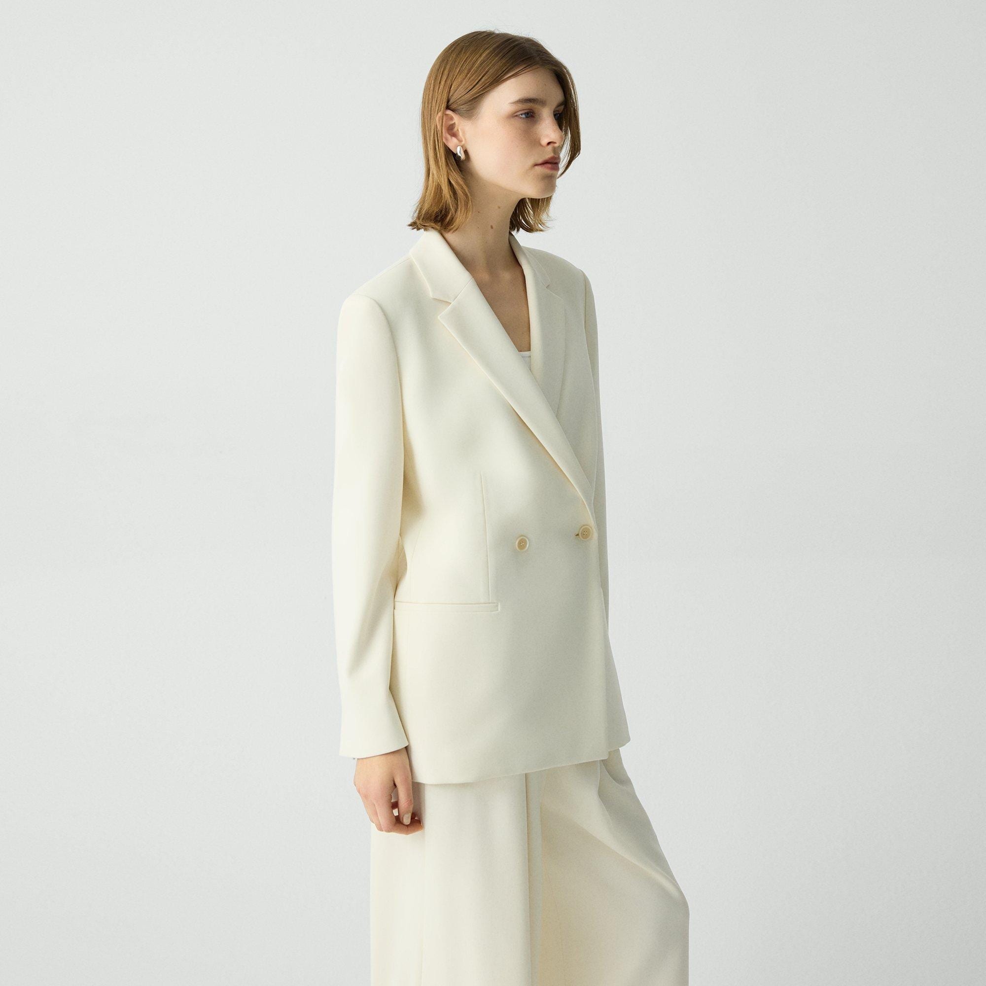 Relaxed Double-Breasted Blazer in Admiral Crepe - 3