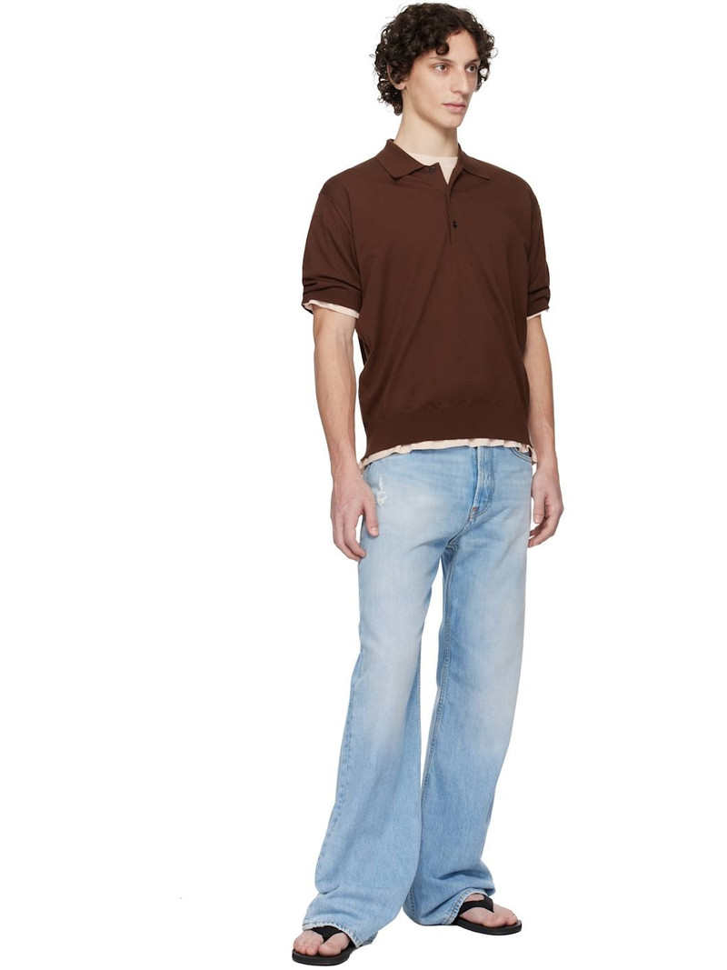 AURALEE Brown Super High Gauge Cotton Knit Polo outlook