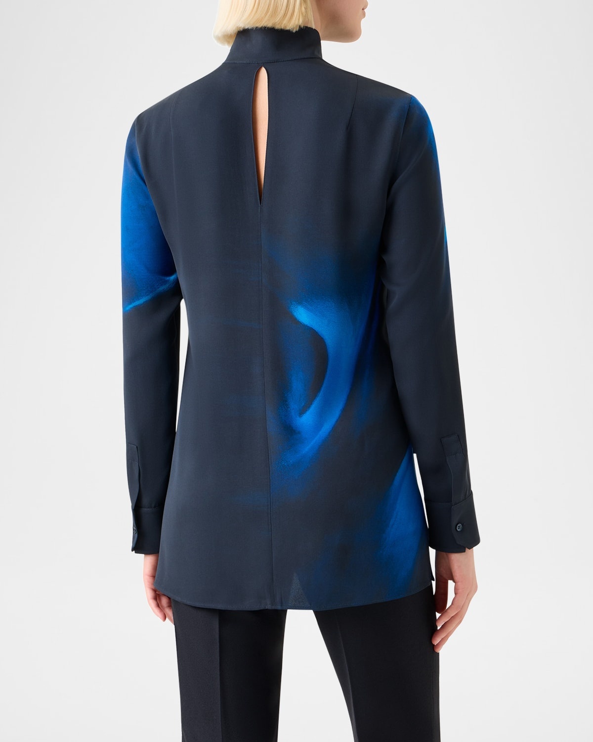 Alyson's Cyanotype Printed Mock-Neck Tunic Blouse - 3