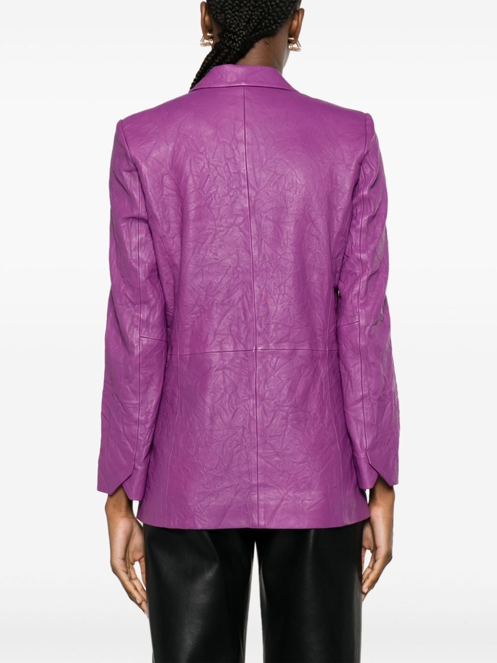 Visco crinkled leather blazer - 4