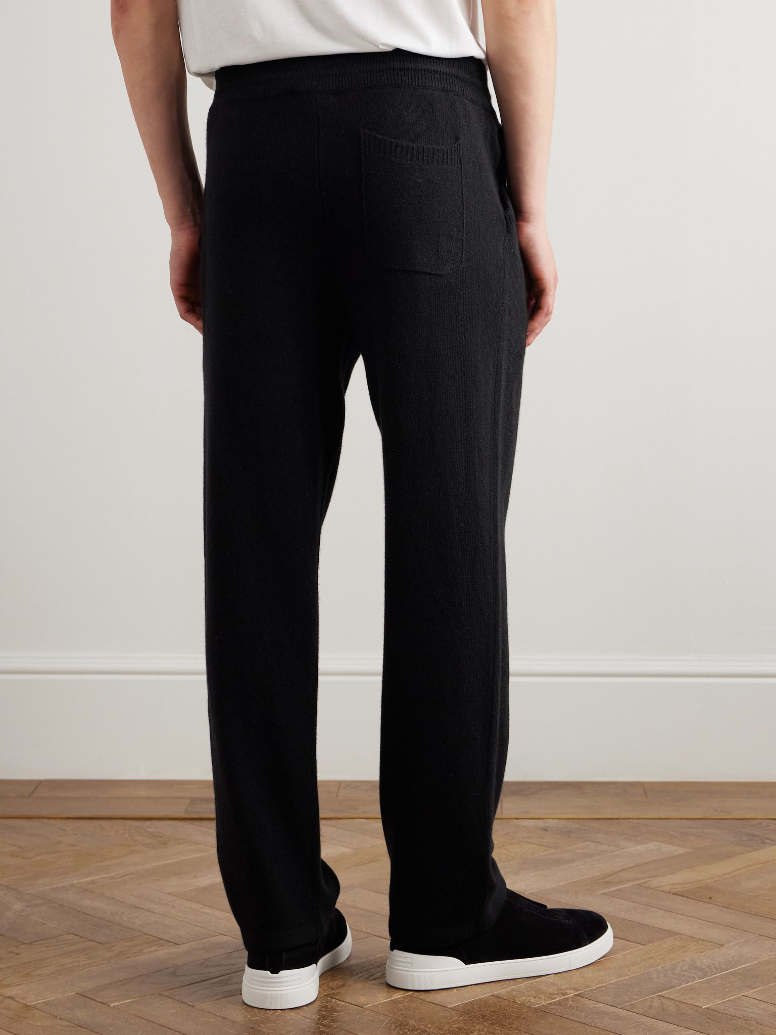 Straight-Leg Wool and Cashmere-Blend Sweatpants Black - 4