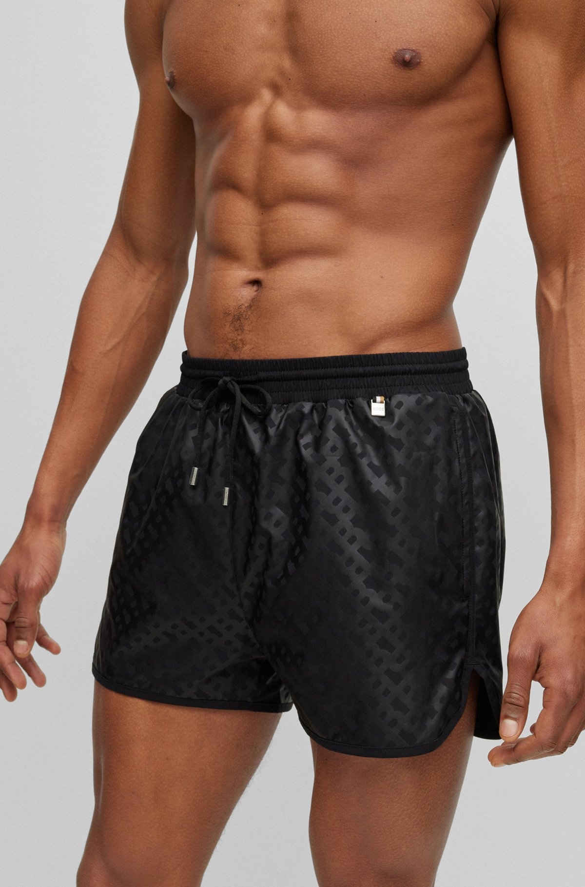 MONOGRAM-PRINT SWIM SHORTS IN QUICK-DRYING FABRIC - 3