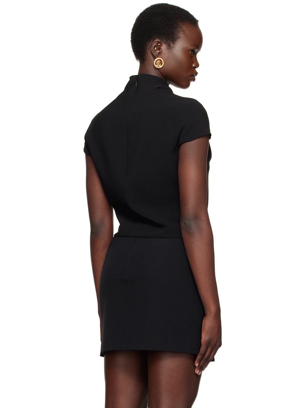 Black Cady Draped-Neck Top - 3