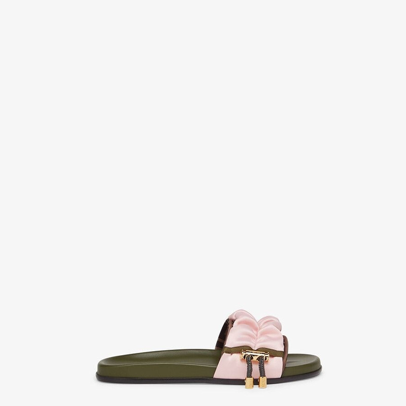Pink satin slides 1