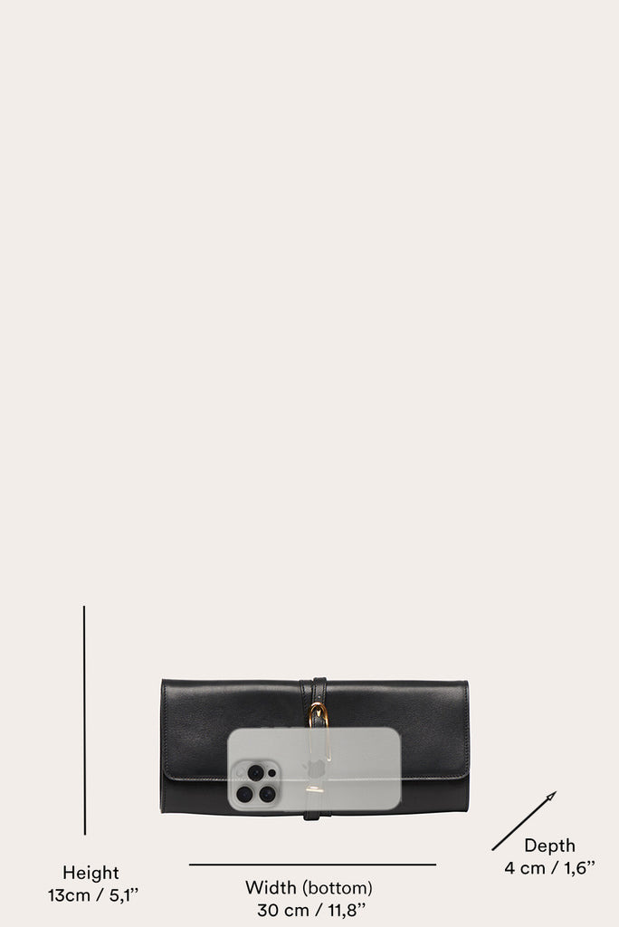 BELTED CLUTCH BLACK EEL - 4